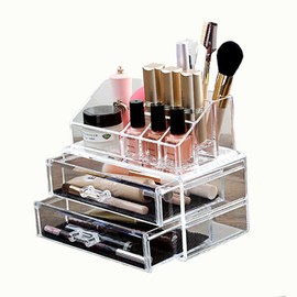 Makeup Organizer Storage Clear Acrylic Skincare Cosmetic Storage Box with Drawers Makeup Countertop Storage for Bedroom Dresser Bathroom (Type E)