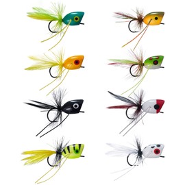 BASSDASH Popper Flies for Fly Fishing Bass Panfish Perch Topwater Fishing Lures