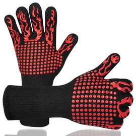 Nasjac Guantes de Barbacoa, Guantes para Horno 1472 ℉ Guantes de Cocina de Grado Alimenticio Extremadamente Resistentes al Calor, Guantes de Cocina Antideslizantes de Silicona para Barbacoa, Cocción, Horneado, Soldadura, Corte, 13 Pulgadas
