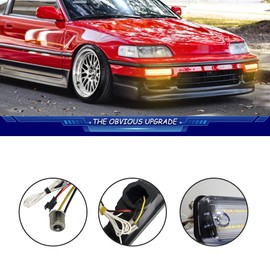 TurningMax For 1990 1991 CR-X/CRX Front Bumper Turn Signal Lights HO2530108 + HO2531108 Clear Lens 2 in 1 Amber/White Lights