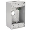 1-Gang Weatherproof Box, Three 3/4 in. Threaded Outlets, White