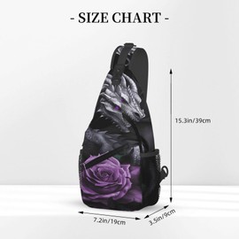 PVTIONXIE Silver Dragon Rose 1 Crossbody Chest Bag for Women Men, Daypack Sling Backpack for Travel Sport Running Hiking
