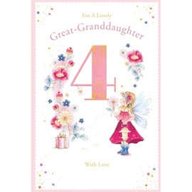 Great Granddaughter 4th Birthday Card Age 4 Dandelion Fairy 9" x 6" Lovely Verse
