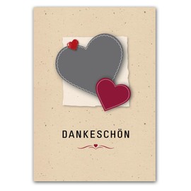 RotfuchsDesign 3 Thank You Cards with Heart Thank You Cards Thank You with Envelopes Folding Card Heart Thank You Blank DIN A6 Wedding Christening Birthday Anniversary Celebration Confirmation