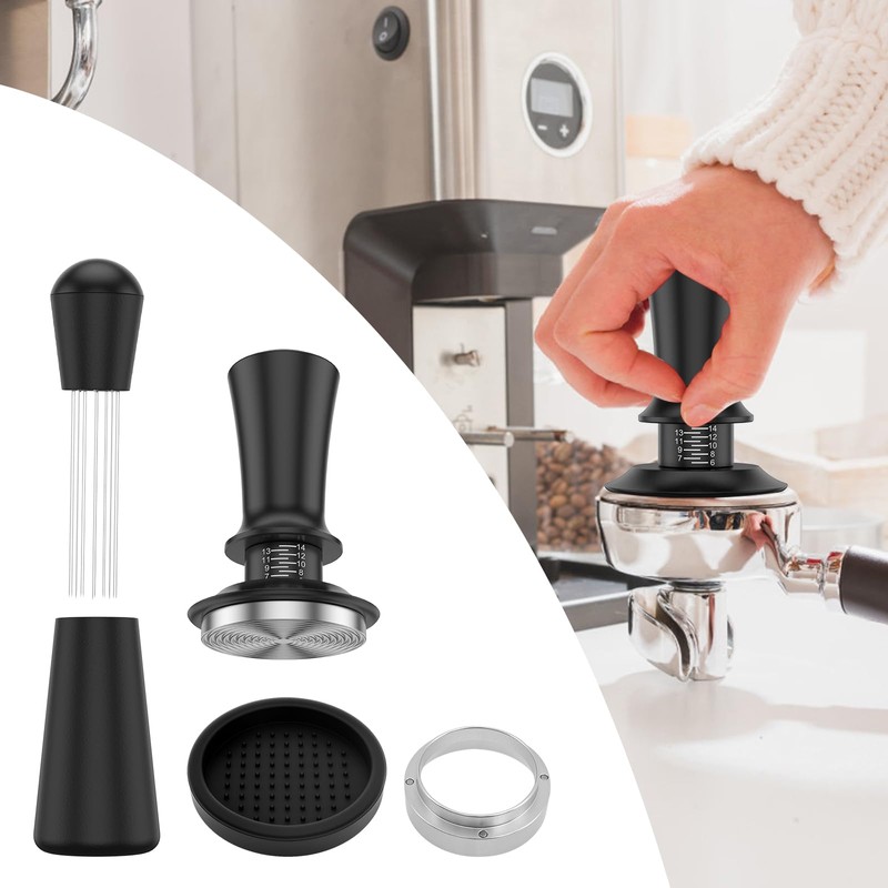 Coffee Tamper Set 51mm Espresso Accessories Kit, Stainless Steel Spring