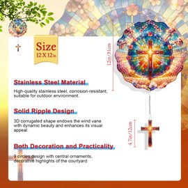 Rngmsi Cross Wind Spinners Outdoor - Cross 3D Metal Yard Wind Spinner Hanging Decor Kinetic Art Garden Porch Thanksgiving Day Gifts for Women Mom Grandma, (12 X 12 Inches)