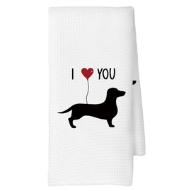 CUANFDDSF Dachshund Gifts Kitchen Towels, Wieners Dog Lovers Gift for Women Friends, Dog Grandma Gifts for Dog Mom, Funny I Love You Dachshund Gifts Tea Towels Kitchen Hand Towels 16x24 Inch