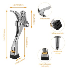 FACAICAI 2 Pack Door Stopper, Heavy Duty, Satin Nickel, 2 Items, 2 Sets, Adjustable Height, Rubber Tip, Semi-Automatic, Kickdown, Door Holder (2)