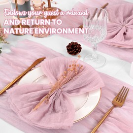 50 paquetes de servilletas de gasa de gasa de 20 x 20 pulgadas, color rosa claro rústico bohemio, servilletas de tela lavable, servilletas de mesa decorativas para boda, cena, fiestas
