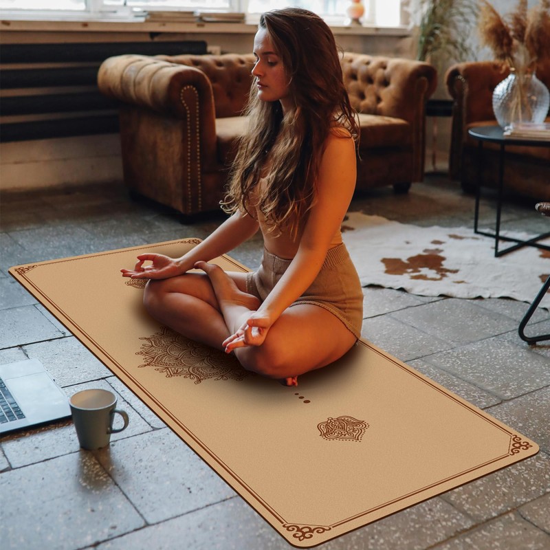 IKULE Non Slip Cork Yoga Mat Premium Thick Cork Exercise