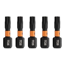 TORX T25 Tamper Proof Bits - Railer T25 TORX Security 1" Bits. 1/4 Inch Hex Shank S2 Steel Tamper Resistant Star Bits (5 Pack)