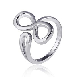 MATERIA by Matthias Wagner Women's Ring Infinity Bow 925 Silver Open Rhodium-Plated, Silver, No Gemstone