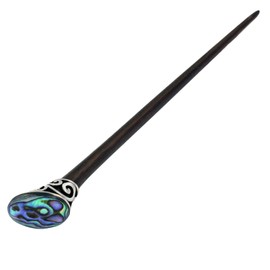 ISLAND PIERCINGS HN163 Handmade Wooden Hair Pin with Mother of Pearl Insert, 1 Piece (Pack of 1)