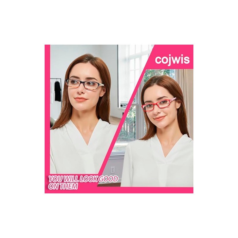 COJWIS 6 pack Lesebrille Blaulichtfilter Brille für Damen Federscharnier Lesehilfe