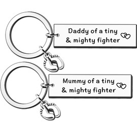 JMIMO 2PCS NICU Dad NICU Mum Gifts NICU Parents Gift New Born Gift Preemie Baby Gift Mothers Father's Day Gift for New Dad Mum Neonatal Intensive Care Unit Present Keyrings Set