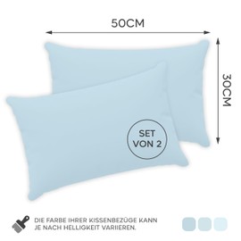 Twinzen® Cushion Covers, 100% Jersey Cotton, 150 GSM, Cushion Cover with Zip, OEKO-TEX Certified, 30 x 50 cm, Set of 2, Blue