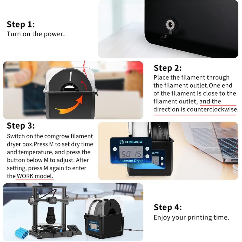 Comgrow 3D Printer Filament Dryer Box, Comgrow 3D Filament Storages,