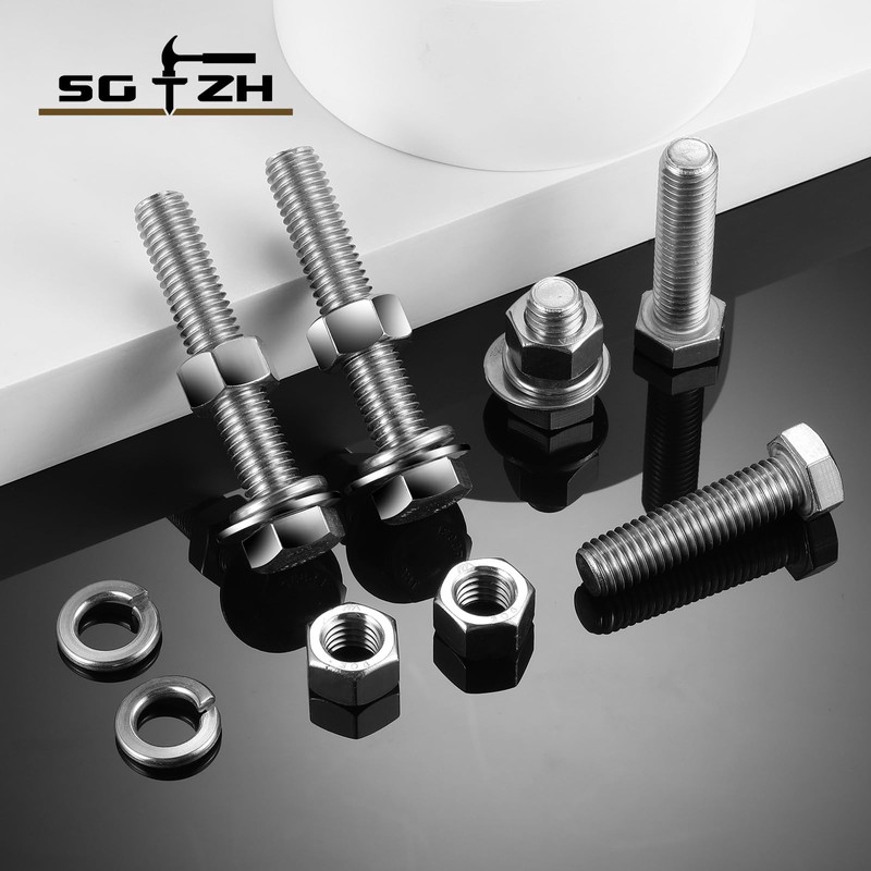 5/16-18 x 4" Hex Head Screw Bolt, Nuts, Flat &