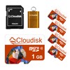 Cloudisk Pack of 5 Parrot-Prime Micro SD Card 1GB Flash