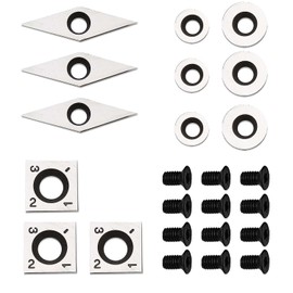 12 Pieces Carbide Cutter Inserts Set For Wood Lathe Turning Tools (14mm Square inserts, 28mm Diamond inserts and 8.9mm Round,12mm Round inserts), 12 Screws Included