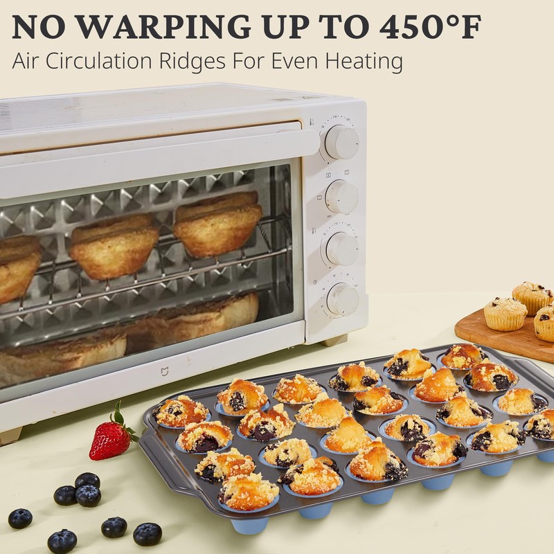 BRONYPRO Silicone Mini Muffin Pan with Metal Frame, Egg Bite