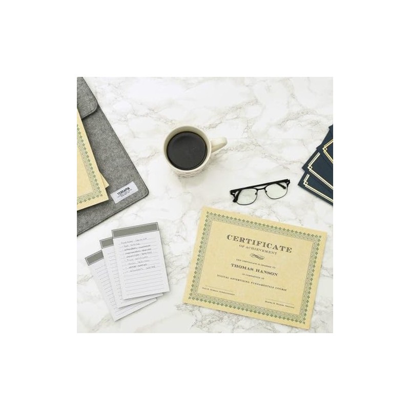 Green Border Paper Certificates - 100 CT
