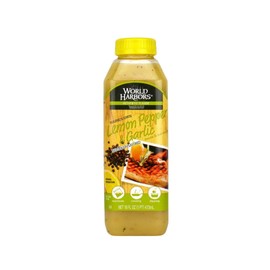 World Harbors Lemon Pepper Garlic Sauce & Marinade, Made in Maine, Ideal for Turkey Injector, Chicken Wings, Seafood, Grilled Meats, Salads, Stir-Fries, Sandwiches, Salads, Garnish Dipping Sauce 16 oz (Pack of 1)