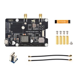 Waveshare PCIe to M.2 E Key Adapter with PoE Function, Compatible with Raspberry Pi 5, Support NGFF (M.2 E Key) Wire-Less NIC, Raspberry Pi 5 PCIe HAT