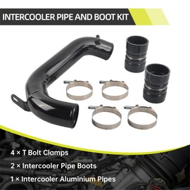 GESEXI Aluminum Intercooler Pipe Boots & Clamps Compatible With 2008-10 Ford 6.4L - Black
