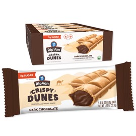 Rip Van Crispy Dunes Vegan Dark Chocolate Wafer Sticks – Low-Calorie Snack with Dark Chocolate Cream Filling, 90 Calories, Non-GMO, Prebiotic Fiber - 12 Pack