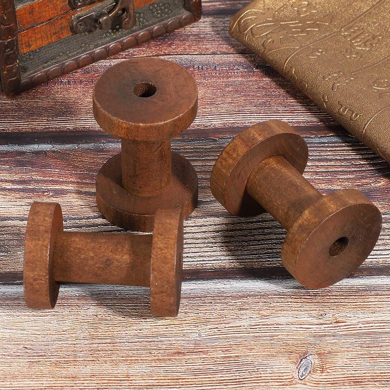Changor Wooden Bobbins for Crafts, Large Thread, 13 x 8