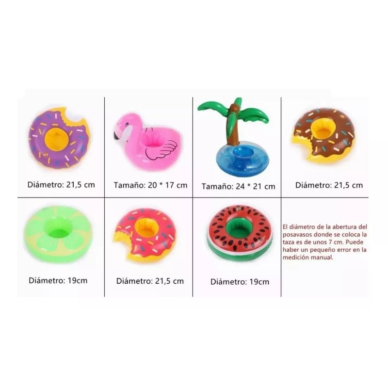 KFMX 3 Porta Vasos Inflables Surtido Verano Palmera Flamingo Dona