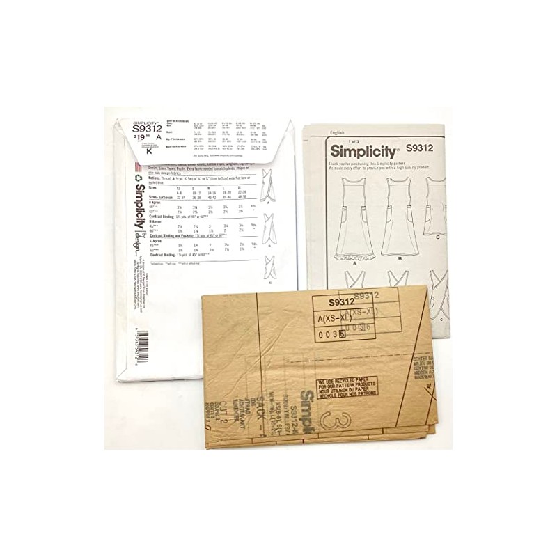 Simplicity Misses' Wraparound Apron Packet, Code 9312 Sewing Pattern, Sizes