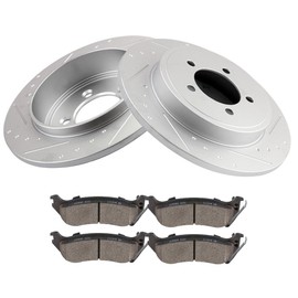 BRAKEUS 5 Lugs Rear Brake Rotors and Pads Kits Replacement For Ford For Explorer 2006-2010,For Ford For Explorer Sport Trac 2007-2010,For Mercury Mountaineer 2006-2010