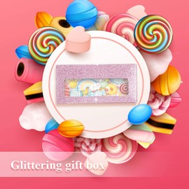 50 Pieces Empty Eyelash Case Boxes Lash Box Packaging Empty Lash Boxes Glitter Paper Cardboard Plastic Eyelash Storage Box False Lashes Cases Holder (Pink)