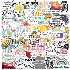 Spanish Bible Aesthetic Stickers, Motivational Christian Jesus Stickers, 50PCS Religious Bible Verse Vinyl Waterproof Stickers for Water Bottle, Laptop, Scrapbook, Journaling Supplies (Bibles)