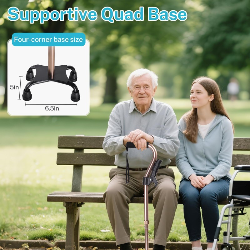 SILAIDESI Adjustable Walking Cane for Men & Women – 4-Pronged