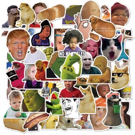 50Pcs Funny Meme Stickers Water Bottles Laptop Phone Computer Guitar Skateboard Hydroflasks Fashion Internet Celebrity Meme Waterproof Vinyl Sticker Aesthetic Trendy Decals for Teens Girls Adults