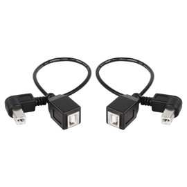 SinLoon USB 2.0 Type-B Printer Cable, (2-Pack) USB 2.0 B Female to Left Angle+Right Angle B Male Printer Short Extension Cable,for Printer, Scanner, Mobile HDD and More (L-R)