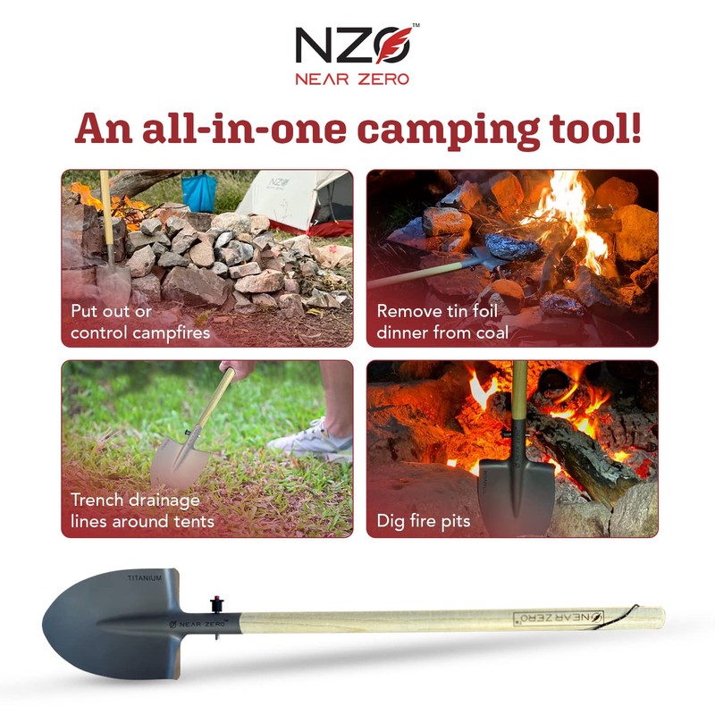 Near Zero Titanium Survival Shovel, Compact Ultralight Collapsible Camping &