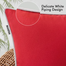 MIULEE Pack of 2 Outdoor Waterproof Pillow Covers Decorative Farmhouse Throw Pillow Covers Square Solid Color Couch Pillow Covers Christmas for Patio Tent Bed Sofa Living Room 18x18 Inch Red