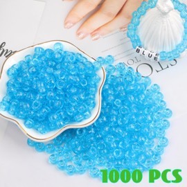 Auvoau 1000Pcs Pony Beads Bracelet 9mm Blue Glitter Plastic Barrel Pony Beads for Necklace,Hair Beads for Braids,Key Chain,Jewelry Making (Blue Glitter)