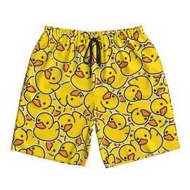 Lukbfall Cute Rubber Ducky Mens Swim Trunks Quick Dry Yellow Cartoon Ducks Swim Shorts with Mesh Lining Breathable Men's Beach Pants Swimwear Bathing Suits,Small