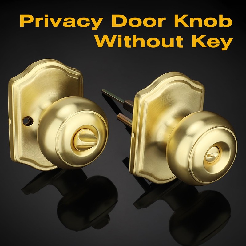 GUTENKONB 6 Pcs Gold Door Knobs, Privacy Door Handles, Satin
