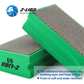 Z-Lion Electroplated Diamond Hand Polishing Pads Foam Back for Granite Marble Stone Glass Ceramic (60#)