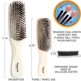 Giorgio GIO1IVY - GIO2IVY Ivory Gentle Touch Detangler Hair Brush for Men Women and Kids. Soft Bristles for Sensitive Scalp. Wet and Dry for all Hair Types. Scalp Massager Brush