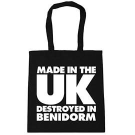Hippowarehouse Made in the UK Destroyed in Benidorm Tote Shopping Gym Beach Bag 42cm x38cm, 10 litres