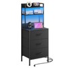 Fixwal 41 Inch Tall Nightstand with Charging Station, Led Night