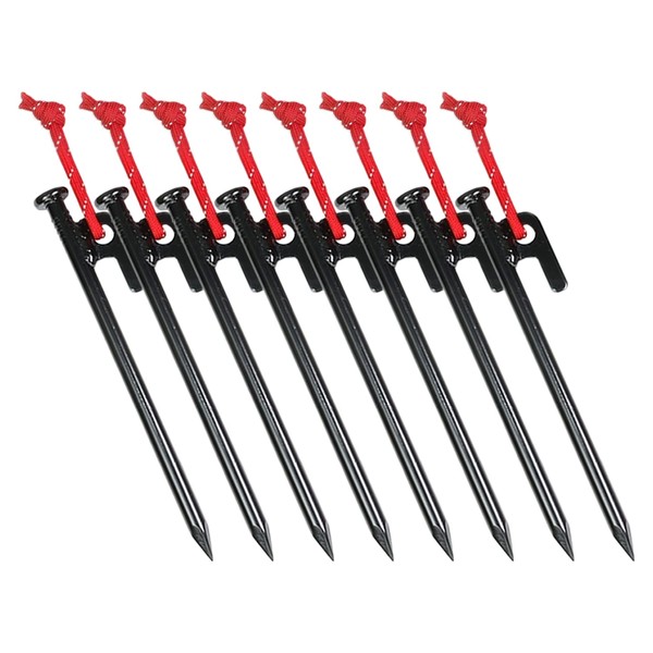 RiveRock Pegs, Strong Steel Pegs, 7.9 inches (20 cm), 9.8 inches (25 cm), 11.8 inches (30 cm), 15.7 inches (40 cm), Laser Welding, Includes Reflective Materials, Cosp Pegs (8 Pieces) 7.9 inches (20 cm)