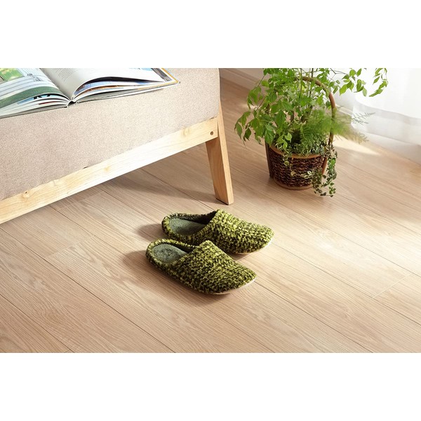 Ikehiko Corporation #7322539 Room Shoes, Notebook, Approx. M (8.7 - 9.4 inches (22 - 24 cm), Green, Simple, Smooth, Textured, Slippers Shoes